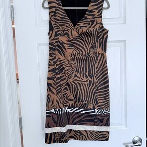 Kobi Halperin Brown and Black Zebra Knee-length Dress